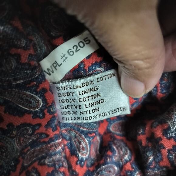 4377)Vtg 80s M Saxton Hall Unisex Acid wash Denim Hooded Paisley Bomber Jacket - Picture 14 of 14